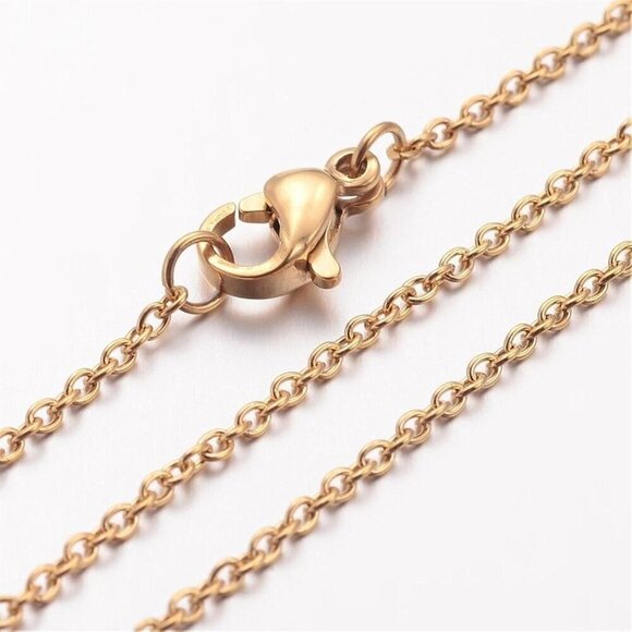 Gold Plated Surgical Stainless Steel Necklace 1.5mm Cable Chain Links 20" Long - Picture 2 of 2